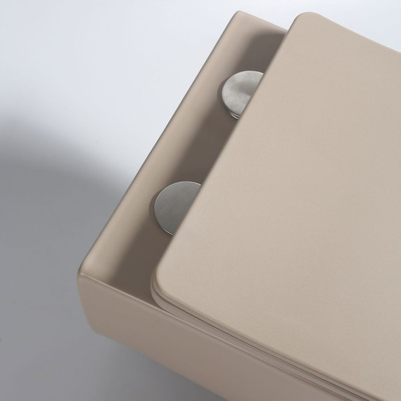 Унитаз подвесной безободковый Vincea Evo VT1-34SMC с тонкой крышкой микролифт, капучино матовый, Цвет производителя: бежевый фото 2