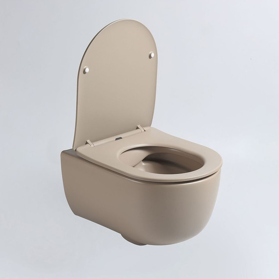 Унитаз подвесной безободковый Vincea Evo VT1-34SMC с тонкой крышкой микролифт, капучино матовый, Цвет производителя: бежевый фото 3