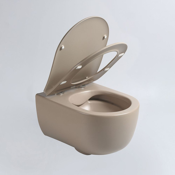 Унитаз подвесной безободковый Vincea Evo VT1-34SMC с тонкой крышкой микролифт, капучино матовый, Цвет производителя: бежевый фото 4