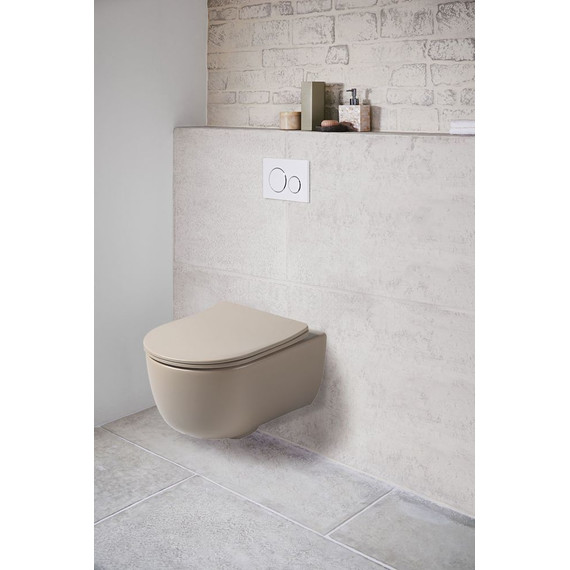 Унитаз подвесной безободковый Vincea Evo VT1-34SMC с тонкой крышкой микролифт, капучино матовый, Цвет производителя: бежевый фото 8