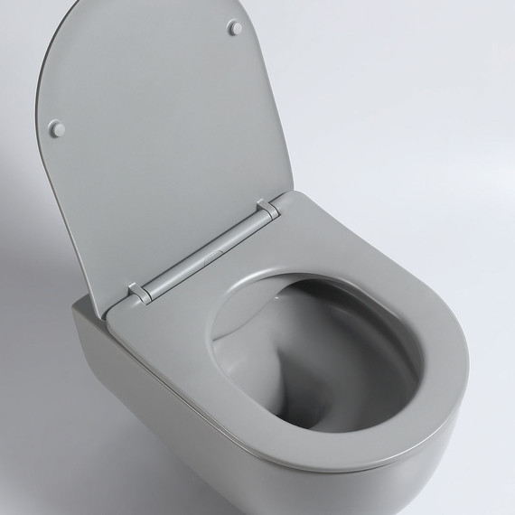 Унитаз подвесной безободковый Vincea Evo VT1-34SMG с тонкой крышкой микролифт, серый матовый, Цвет производителя: серый фото 2