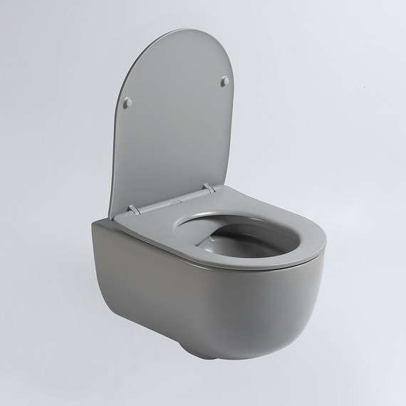 Унитаз подвесной безободковый Vincea Evo VT1-34SMG с тонкой крышкой микролифт, серый матовый, Цвет производителя: серый фото 3