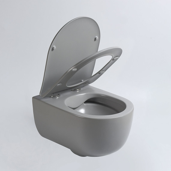 Унитаз подвесной безободковый Vincea Evo VT1-34SMG с тонкой крышкой микролифт, серый матовый, Цвет производителя: серый фото 4