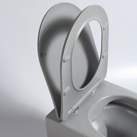 Унитаз подвесной безободковый Vincea Evo VT1-34SMG с тонкой крышкой микролифт, серый матовый, Цвет производителя: серый фото 6