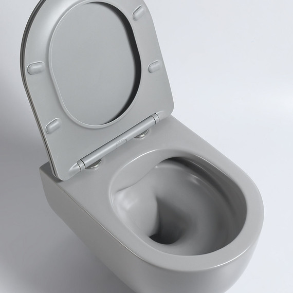 Унитаз подвесной безободковый Vincea Evo VT1-34SMG с тонкой крышкой микролифт, серый матовый, Цвет производителя: серый фото 7