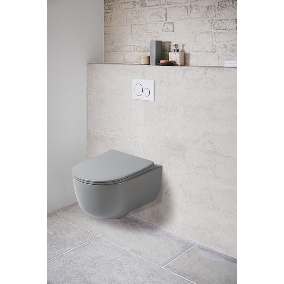 Унитаз подвесной безободковый Vincea Evo VT1-34SMG с тонкой крышкой микролифт, серый матовый, Цвет производителя: серый фото 8