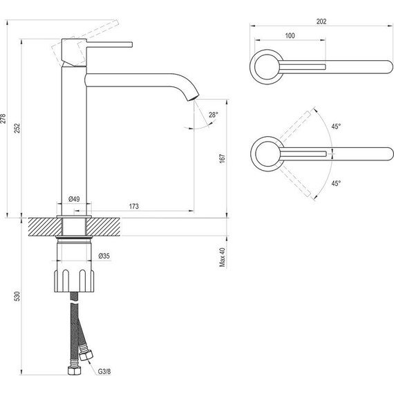 Смеситель для раковины Ravak ES 014.20GB X070391, графит фото 3