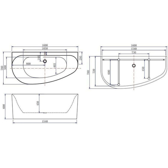 Ванна пристенная Allen Brau Priority 160х78 см 2.31005.21A, Размер - мм: 1600х800 фото 2