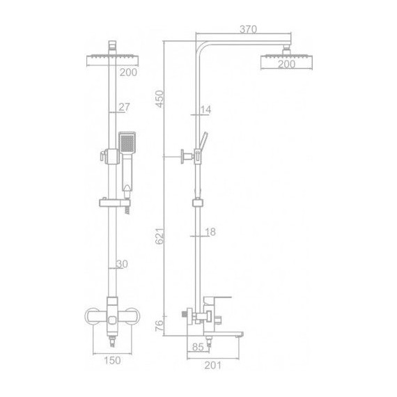 Душевая стойка Zerix KUB-009-J, нержавеющая сталь - 3 Душевая стойка Zerix KUB-009-J, нержавеющая сталь фото 3