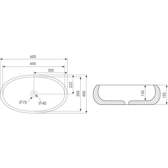 Раковина-чаша Abber Bequem 60 см AC2102MW, белый матовый фото 4