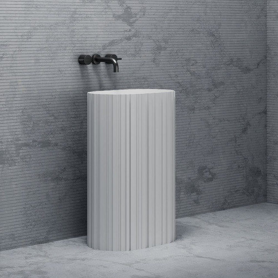 Раковина напольная Abber Stein 58 см AS2551-H, белый матовый фото 4