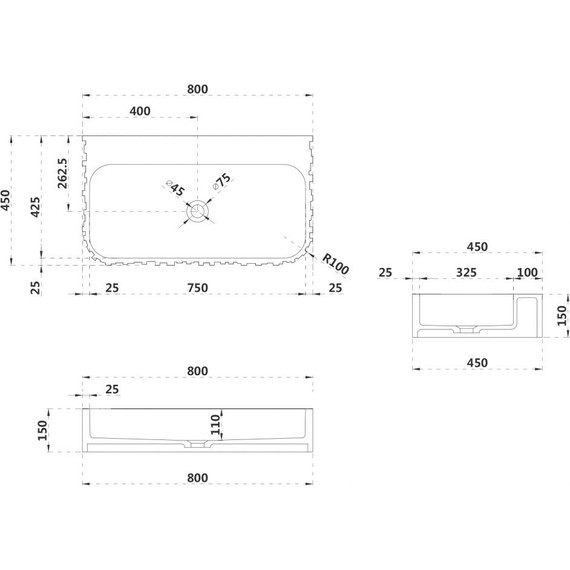 Раковина подвесная Abber Stein 80 см AS2652-0.8, белый матовый фото 5