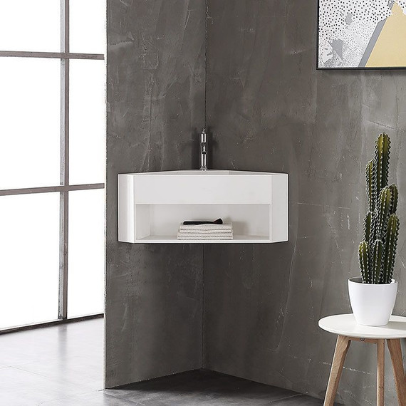 Тумба подвесная с раковиной Abber Stein 50 см AS2653, белый матовый фото 2