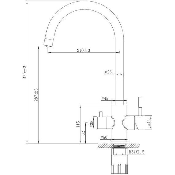 Смеситель для кухни Esko K22 B, чёрный матовый - 2 Смеситель для кухни Esko K22 B, чёрный матовый фото 2