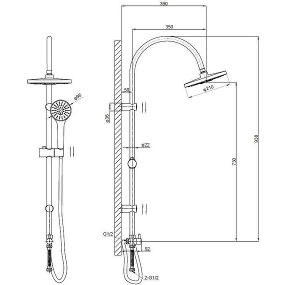 Душевая стойка Esko ST01 - 2 Душевая стойка Esko ST01 фото 2