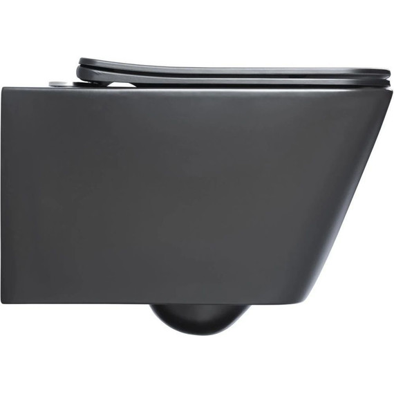 Унитаз подвесной безободковый Aquanet Rimless Tavr-W BL-103N-WHT black 287011 с тонкой крышкой микролифт, чёрный матовый, Цвет производителя: чёрный матовый фото 12