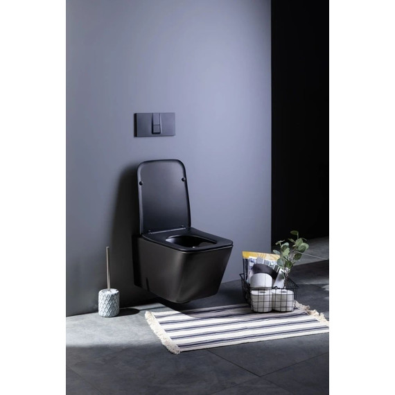 Унитаз подвесной безободковый Aquanet Rimless Tavr-W BL-103N-WHT black 287011 с тонкой крышкой микролифт, чёрный матовый, Цвет производителя: чёрный матовый фото 22
