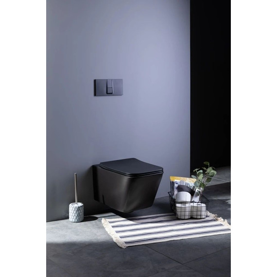 Унитаз подвесной безободковый Aquanet Rimless Tavr-W BL-103N-WHT black 287011 с тонкой крышкой микролифт, чёрный матовый, Цвет производителя: чёрный матовый фото 23