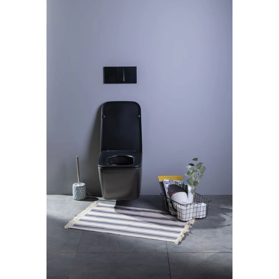 Унитаз подвесной безободковый Aquanet Rimless Tavr-W BL-103N-WHT black 287011 с тонкой крышкой микролифт, чёрный матовый, Цвет производителя: чёрный матовый фото 24