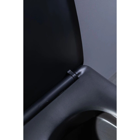 Унитаз подвесной безободковый Aquanet Rimless Tavr-W BL-103N-WHT black 287011 с тонкой крышкой микролифт, чёрный матовый, Цвет производителя: чёрный матовый фото 27