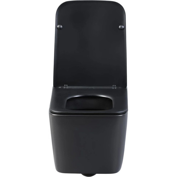 Унитаз подвесной безободковый Aquanet Rimless Tavr-W BL-103N-WHT black 287011 с тонкой крышкой микролифт, чёрный матовый, Цвет производителя: чёрный матовый фото 3