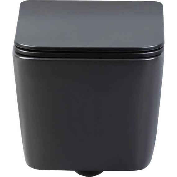 Унитаз подвесной безободковый Aquanet Rimless Tavr-W BL-103N-WHT black 287011 с тонкой крышкой микролифт, чёрный матовый, Цвет производителя: чёрный матовый фото 4