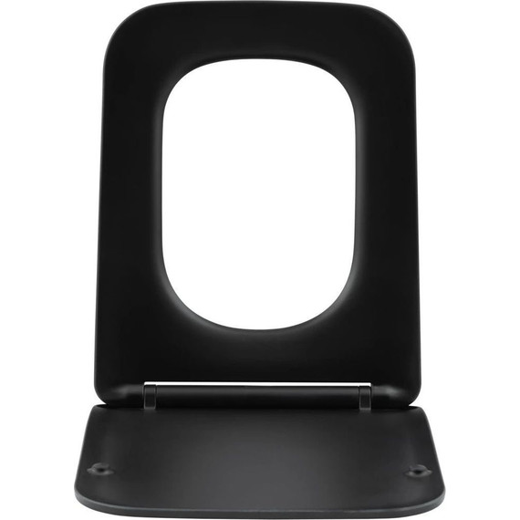 Унитаз подвесной безободковый Aquanet Rimless Tavr-W BL-103N-WHT black 287011 с тонкой крышкой микролифт, чёрный матовый, Цвет производителя: чёрный матовый фото 7