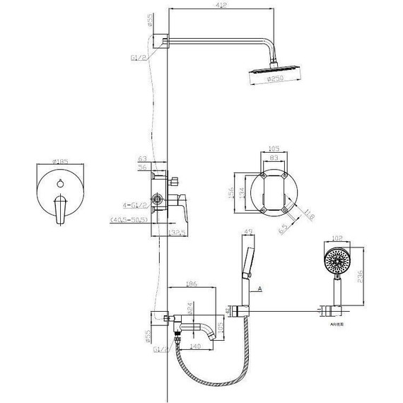 Душевая система для ванна BelBagno ANCONA-VDSET-CRM - 2 Душевая система для ванна BelBagno ANCONA-VDSET-CRM фото 2