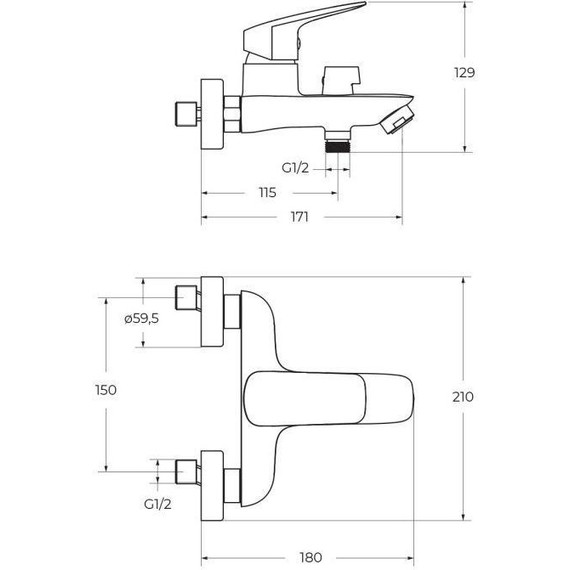 Смеситель для ванны BelBagno DUE-VASM-CRM - 2 Смеситель для ванны BelBagno DUE-VASM-CRM фото 2