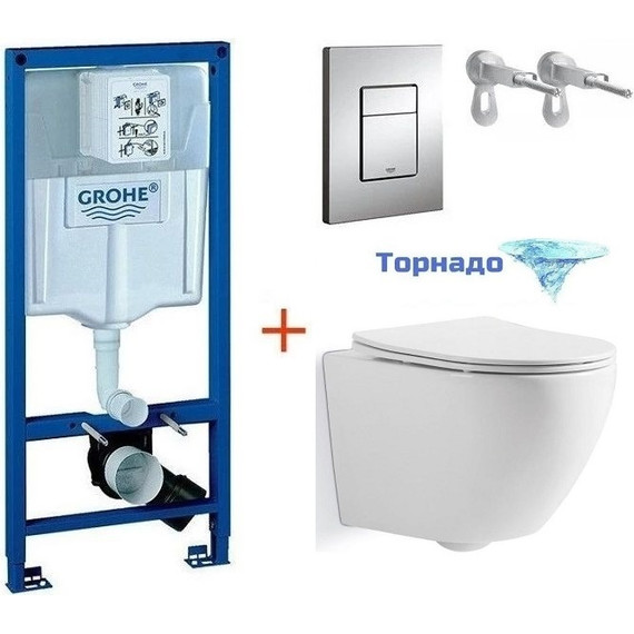 Инсталляция с подвесным унитазом комплект: Grohe Rapid SL 38772001 с подвесным унитазом Sole Pandora сиденье микролифт, крепление, кнопка смыва хром (система смыва Торнадо) - 2 Инсталляция с подвесным унитазом комплект: Grohe Rapid SL 38772001 с подвесным унитазом Sole Pandora сиденье микролифт, крепление, кнопка смыва хром (система смыва Торнадо) фото 2