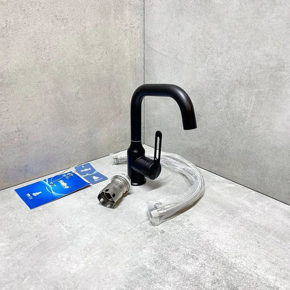 Смеситель для раковины Haiba HB10825-7, чёрный матовый - 4 Смеситель для раковины Haiba HB10825-7, чёрный матовый фото 4