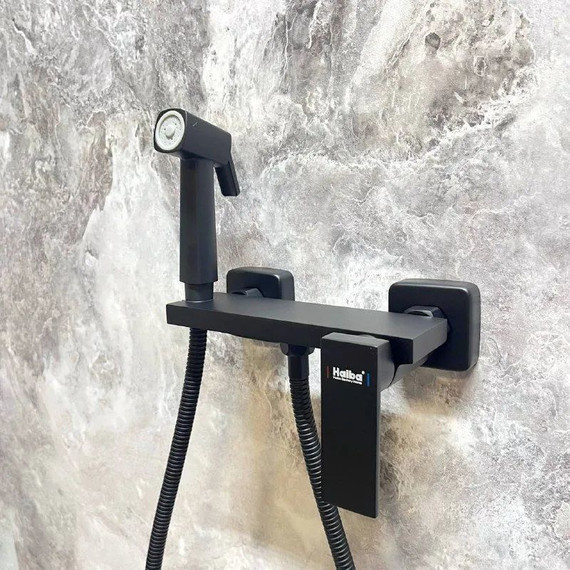 Набор для гигиенического душа Haiba HB5517-7, чёрный матовый фото 4