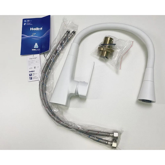 Смеситель для кухни Haiba HB73823-8, белый фото 3