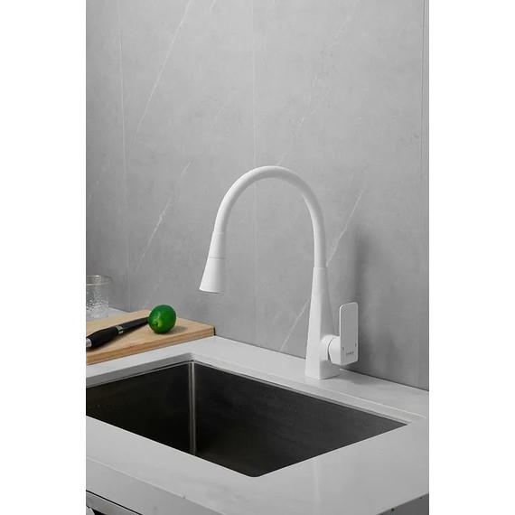 Смеситель для кухни Haiba HB73823-8, белый фото 4