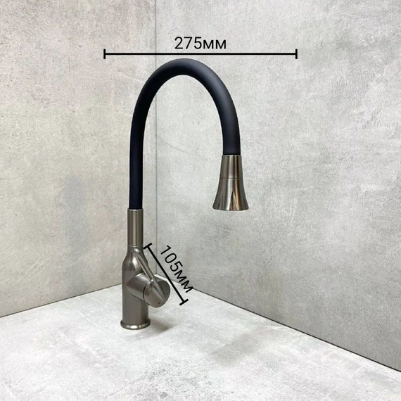 Смеситель для кухни Haiba HB73825-3, графитовый фото 8