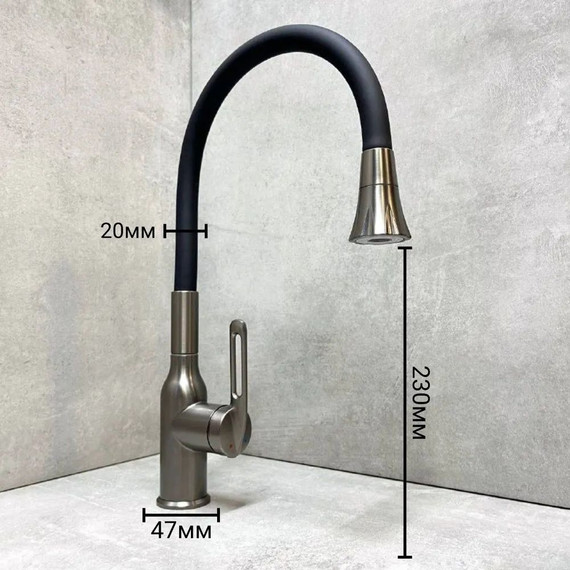 Смеситель для кухни Haiba HB73825-3, графитовый фото 9