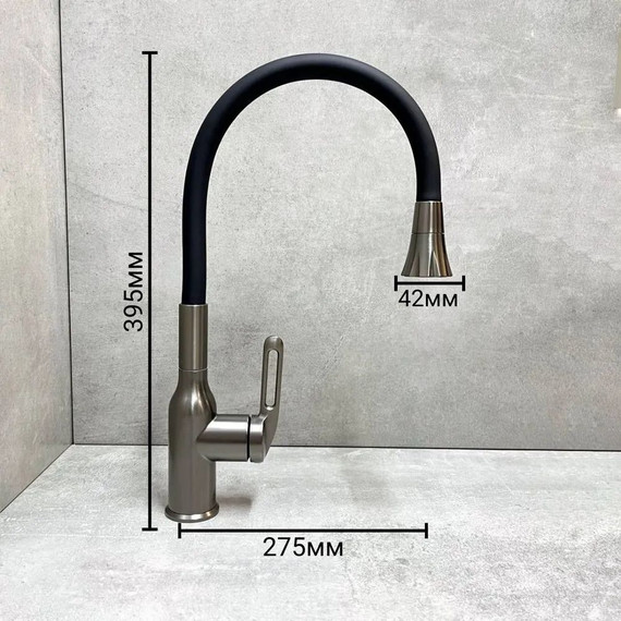 Смеситель для кухни Haiba HB73825-3, графитовый фото 10