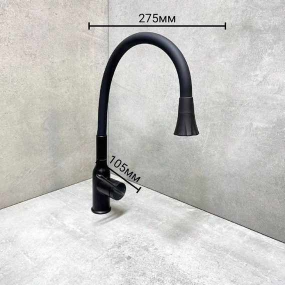 Смеситель для кухни Haiba HB73825-7, чёрный матовый фото 12