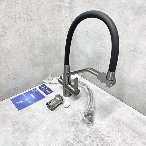 Смеситель для кухни Haiba HB76822-3, графит - 5 Смеситель для кухни Haiba HB76822-3, графит фото 5