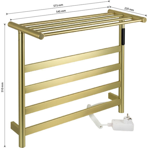 Полотенцесушитель электрический Kraftte с полкой П5 550x500 мм 44021, бронза фото 6