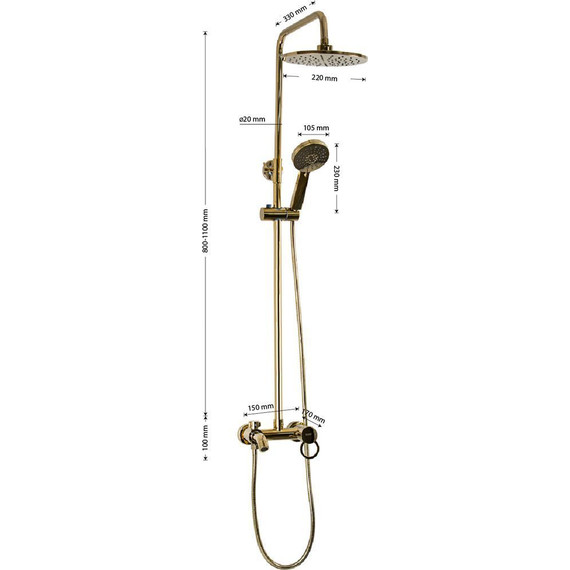 Душевая стойка Brimix 3056, золото фото 8