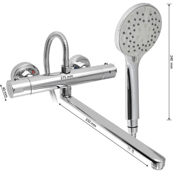 Смеситель для ванны с термостатом Brimix 3298 с душевым гарнитуром фото 5