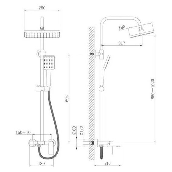 Душевая стойка Haiba HB24639-3, графит - 2 Душевая стойка Haiba HB24639-3, графит фото 2