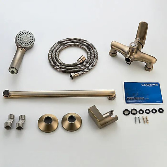 Смеситель для ванны Ledeme L2248C с душевым гарнитуром, бронза - 7 Смеситель для ванны Ledeme L2248C с душевым гарнитуром, бронза фото 7