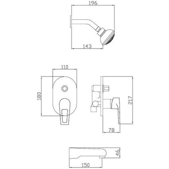 Душевая система для ванны Potato P3346-2 - 2 Душевая система для ванны Potato P3346-2 фото 2