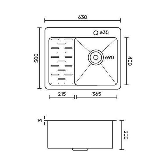 Кухонная мойка Fabia Profi 63503RG 0.8 мм L, графит фото 9