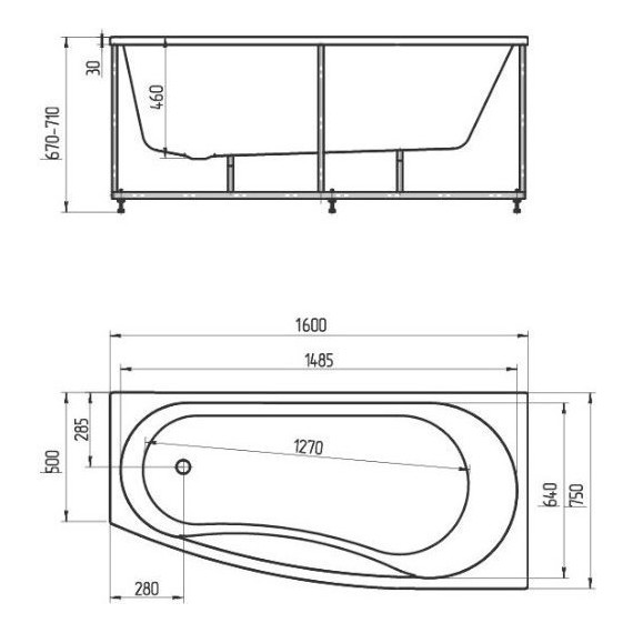 Ванна гидромассажная Aquatek Пандора 160x75 см R модель 2 фото 2