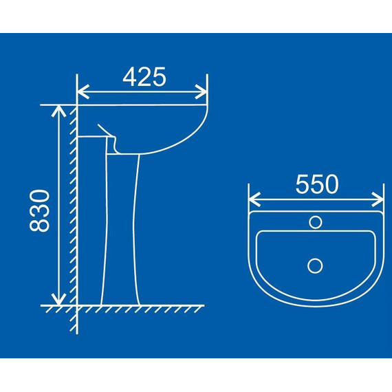 Раковина с пьедесталом Loranto Liri 55 см CS-BMP009 - 2 Раковина с пьедесталом Loranto Liri 55 см CS-BMP009 фото 2