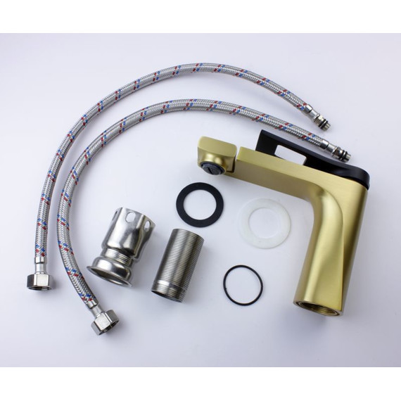 Смеситель для раковины Bronze de Luxe Element EL02XGB, матовое золото/черный - 7 Смеситель для раковины Bronze de Luxe Element EL02XGB, матовое золото/черный фото 7