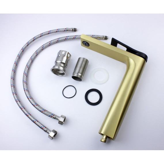 Смеситель для раковины высокий Bronze de Luxe Element EL21GB, матовое золото/черный фото 3